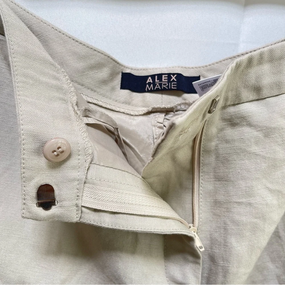Alex Marie Linen Blend Wide Leg High Waist Tan Pant, Size 14 (XL) - Picture 8 of 9